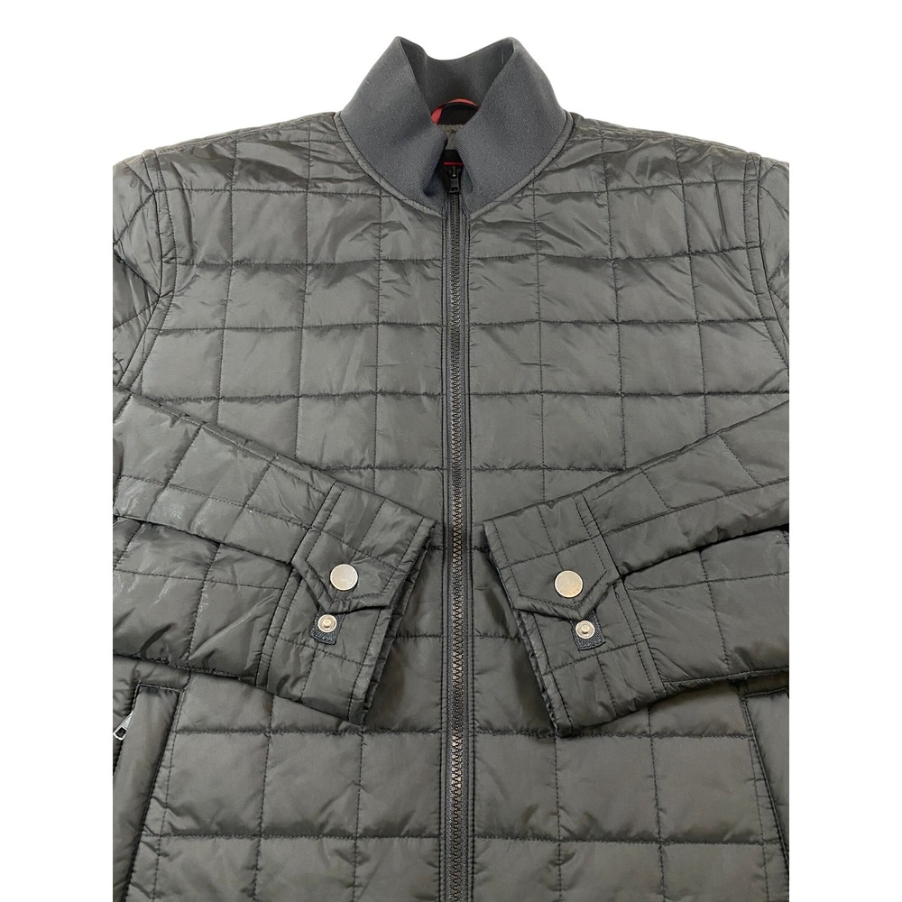 UNTUCKit Mens Quilted Puffer Jacket Dark Gray Full Zip Lightweight XL